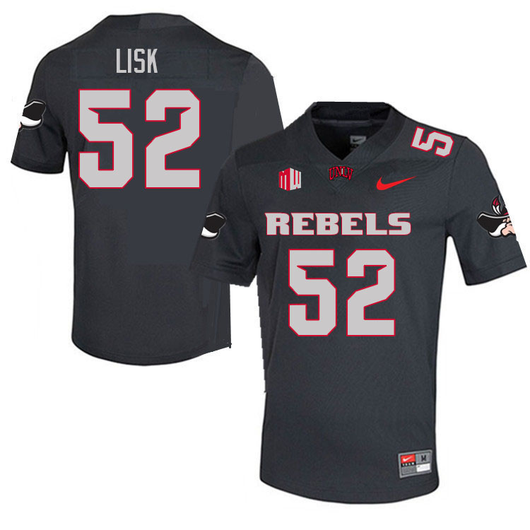 Men #52 Ben Lisk UNLV Rebels College Football Jerseys Stitched Sale-Charcoal